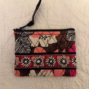 Vera Bradley Floral Pattern Pink and Brown Wristlet Pouch